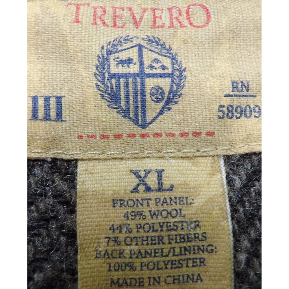 Trevero Wool Blend Herringbone Tweed Vest Men XL Brown Button Sport Coat Formal - Picture 3 of 16
